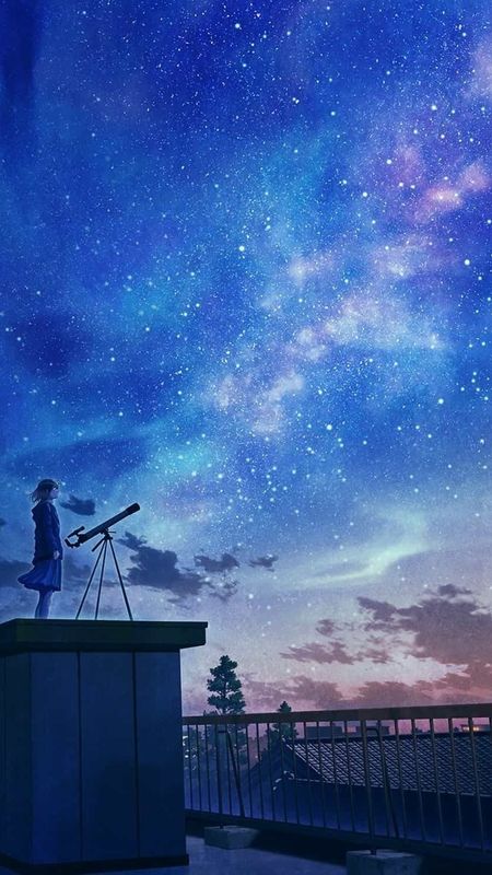 Starry Night Anime Scenery 8K wallpaper download