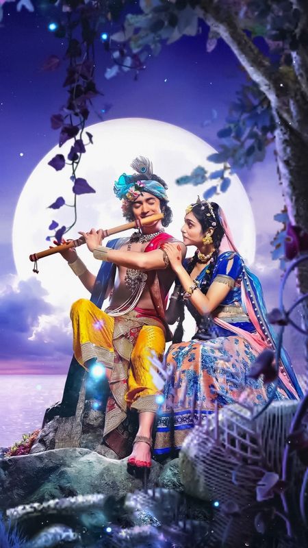Lord Krishna Photos With Moon Background Wallpaper Download | MobCup
