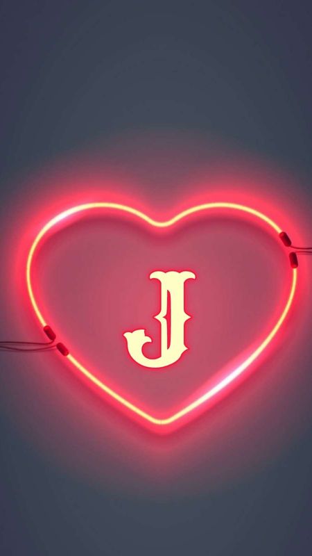 J Name  Led Light  Heart Wallpaper Download  MobCup