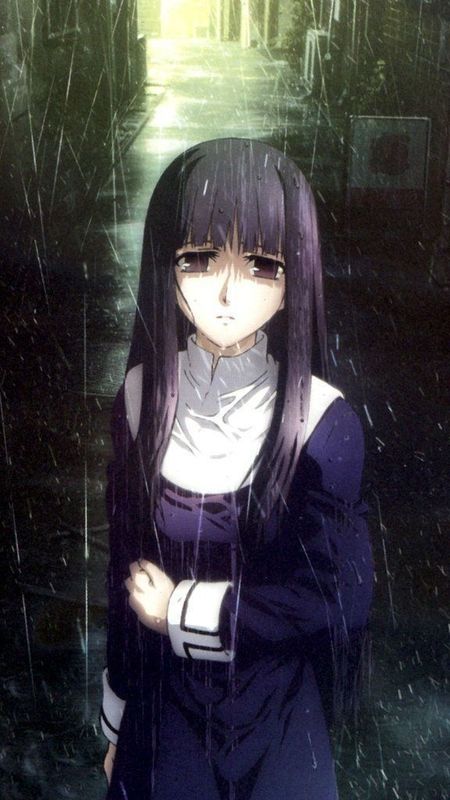 Alone Anime Girl Raining Night Scenery 4K Phone iPhone Wallpaper 644a