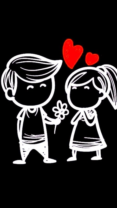 Whatsapp  - Cute - Couple - Drawing Wallpaper Download | MobCup