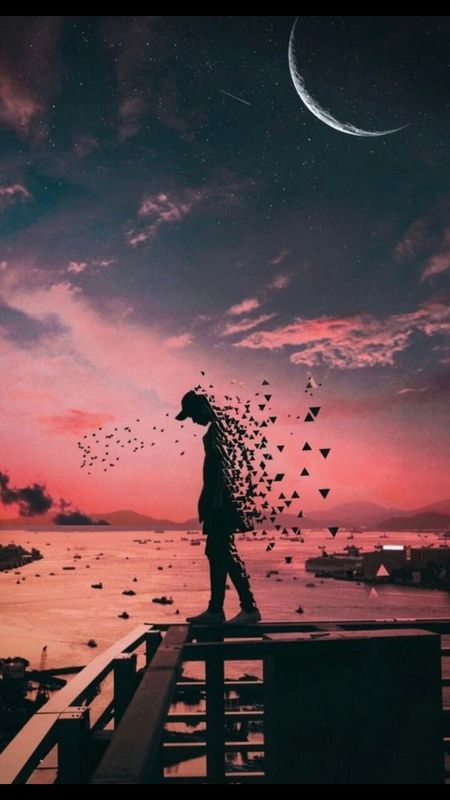 Alone Boy - Pink Sky Background Wallpaper Download | MobCup