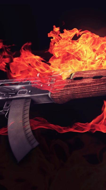 Ak 47 gun - flame fire Wallpaper Download