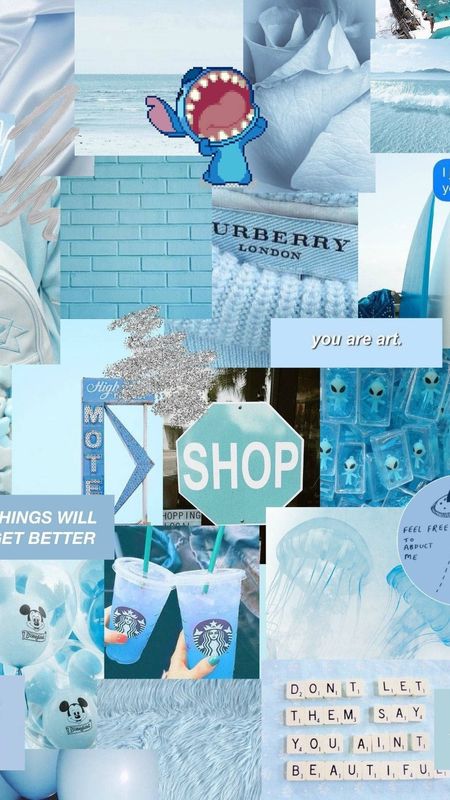 Quary Aesthetic Wall Collage Kit  60pcs 46inch Sky Blue Aesthetic  Posters Water Resistant
