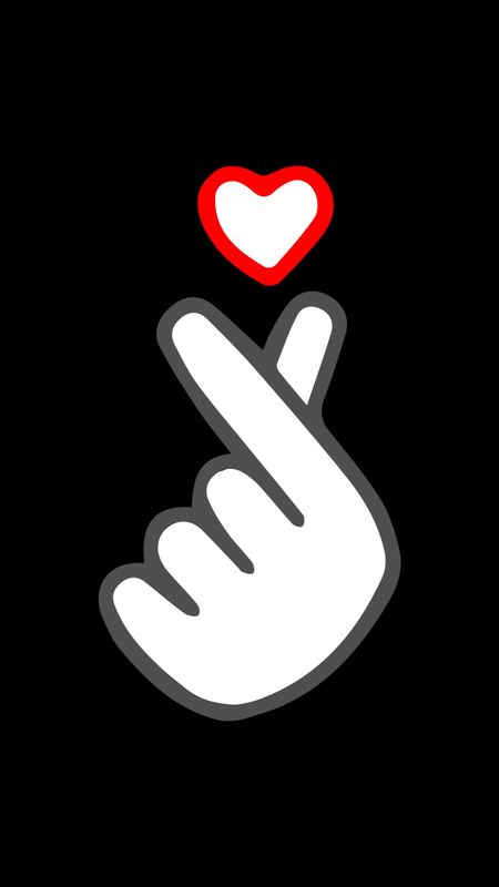 Finger Heart - Black Background Wallpaper Download | MobCup