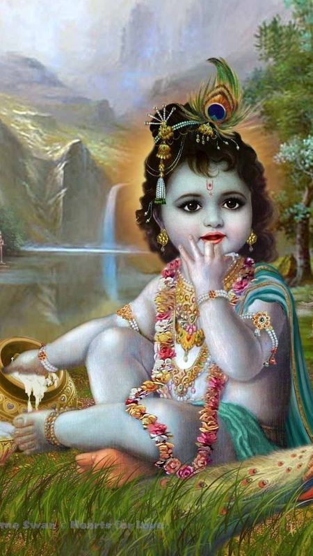 Lord Krishna Photos - Waterfall Background Wallpaper Download | MobCup