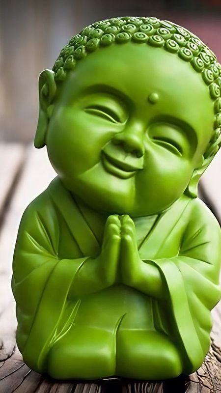 Tiny Buddha - Little Buddha Green resin Wallpaper Download | MobCup