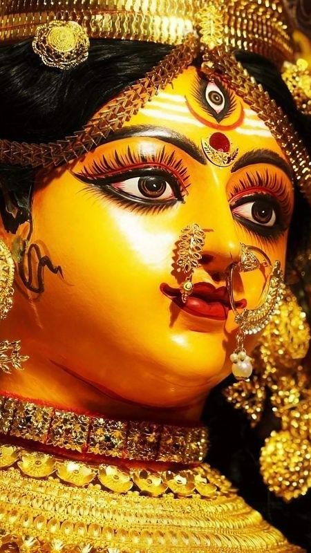 Durga Photo - Maa Durga In Yellow Face Wallpaper Download | MobCup