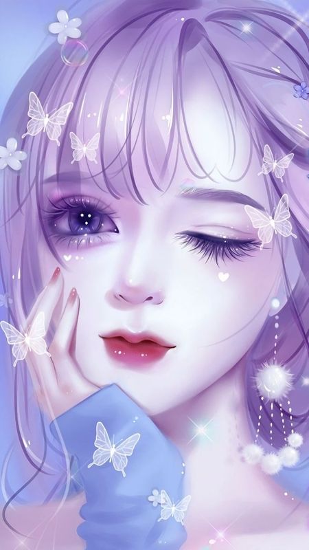 Beautiful Adorable Anime Girl in a White Gown · Creative Fabrica