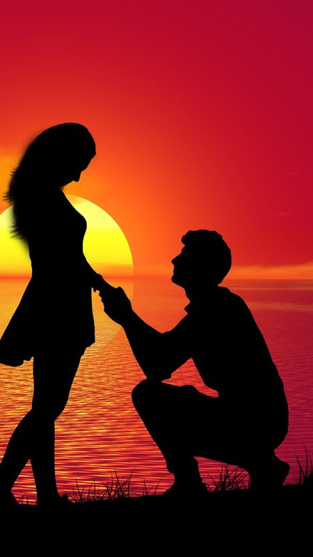 Love Couple - Sunset Background Wallpaper Download | MobCup
