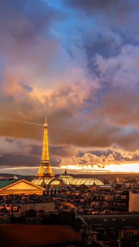 Sunset over Paris Wallpaper Download | MobCup