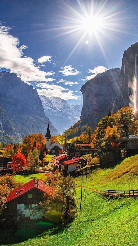 Wallpaper Switzerland, mountains, lake, village 2560x1600 HD Picture, Image