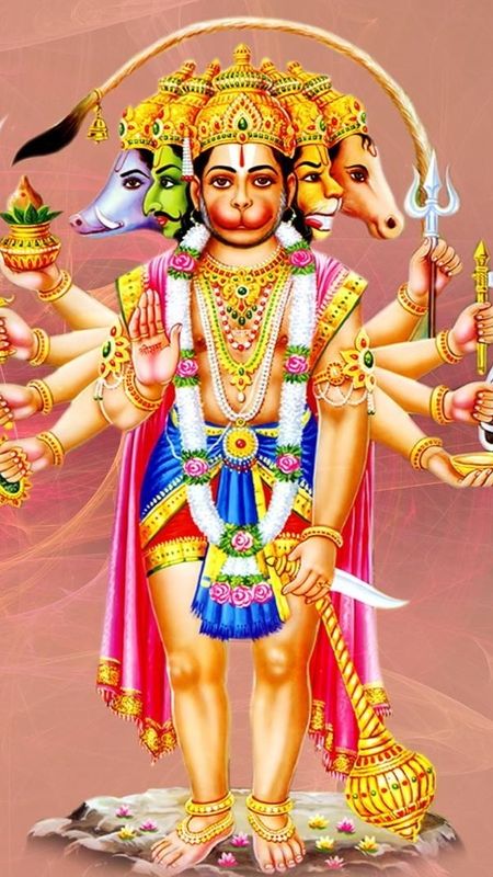 Panchmukhi Hanuman - Pink Background Wallpaper Download | MobCup