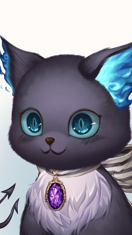 Cute Anime Cat  grey Wallpaper Download  MobCup