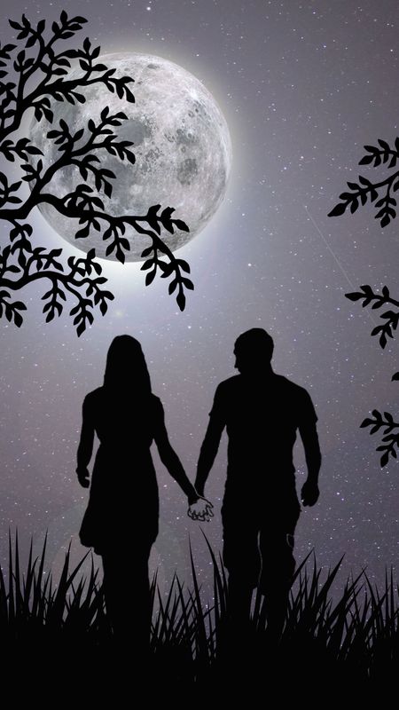 Lovers Moon - Couple - Night - Love Wallpaper Download | MobCup