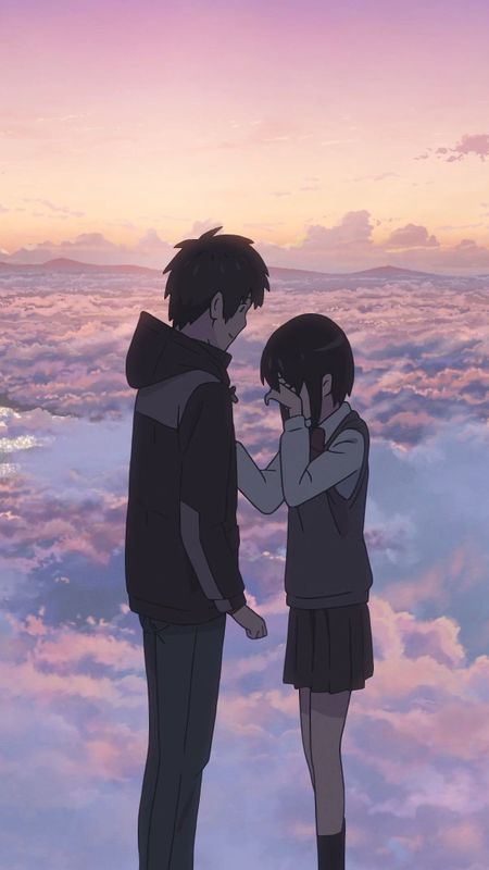 Anime Couple - Love Couple - Clouds Background Wallpaper Download | MobCup
