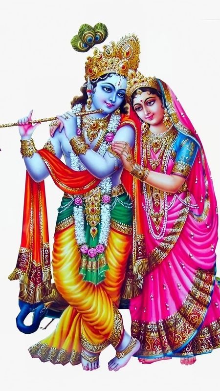 Image of Radha Sri Krishna Idol with white backgroundDT736156Picxy