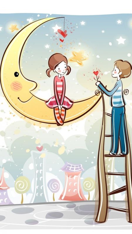 Couple Cartoon - Love - Couple Wallpaper Download | MobCup