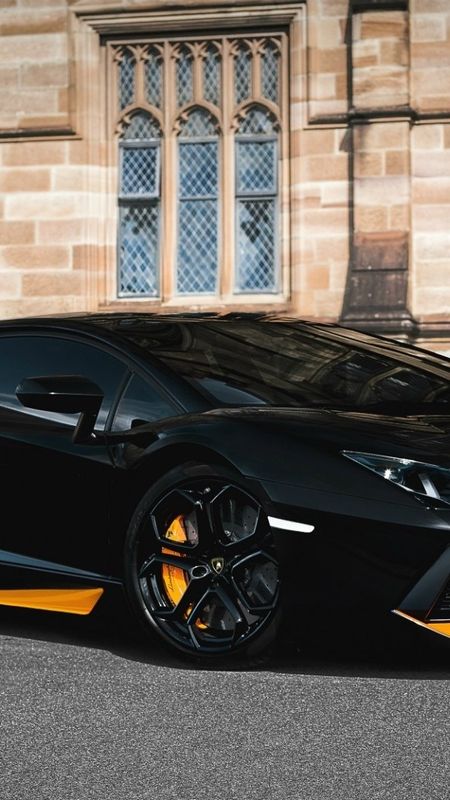 Black Lamborghini Aventador With Yellow Wrap Wallpaper Download | MobCup