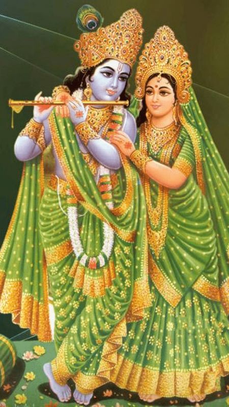 Radha Krishna - green dress Wallpaper 