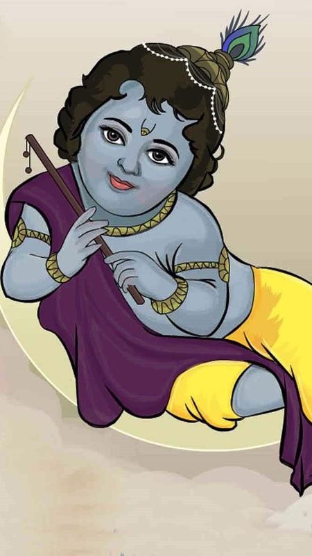 Lord Krishna Hd Sitting On Moon Wallpaper Download | MobCup