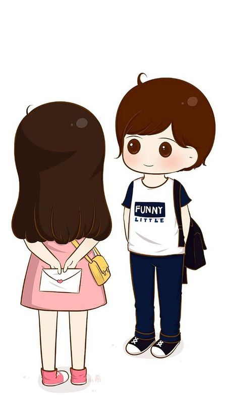 cute cartoon couple in love