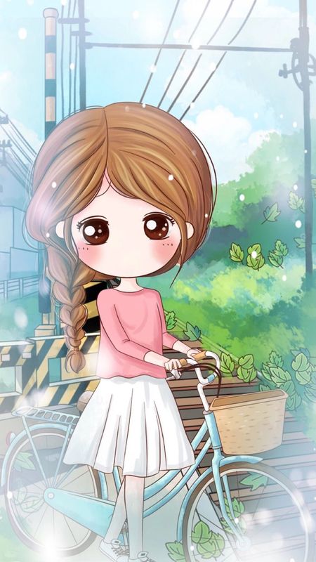 Cute Cartoon Girl | Cycle Wallpaper Download | MobCup