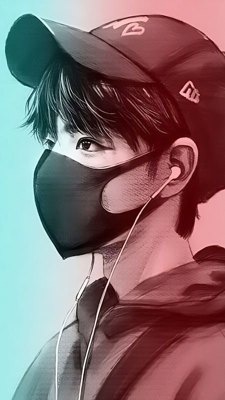 Anime Boy With Mask - blue light and red light Wallpaper Download | MobCup