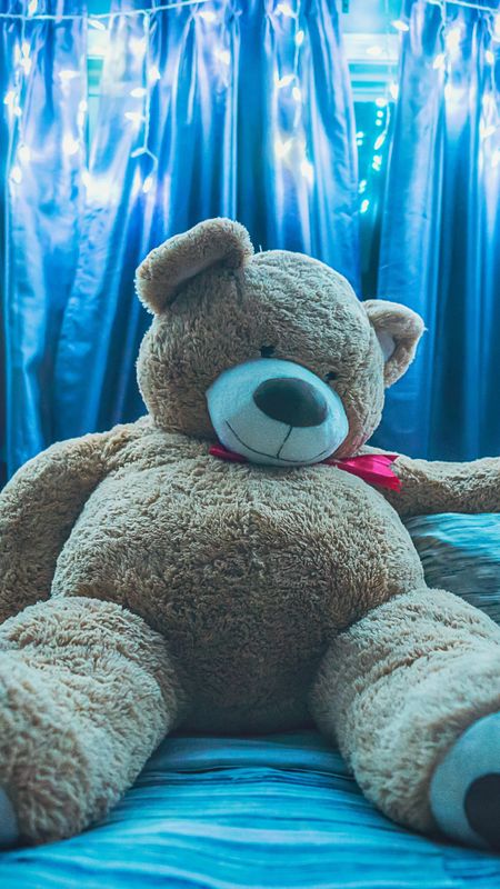 Big Teddy Bear With Blue Light Background Wallpaper Download | MobCup