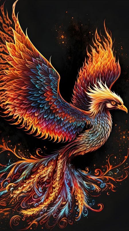Download Phoenix Bird Fire Background Wallpaper | Wallpapers.com