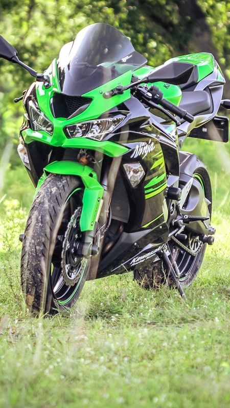 Ninja Bike - Grass Background Wallpaper Download | MobCup