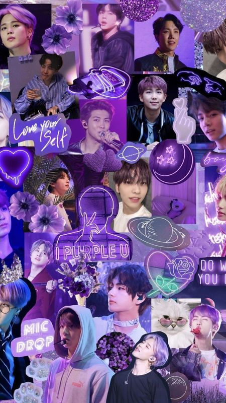 Bts Purple Aesthetic Collage Wallpaper Download | MobCup