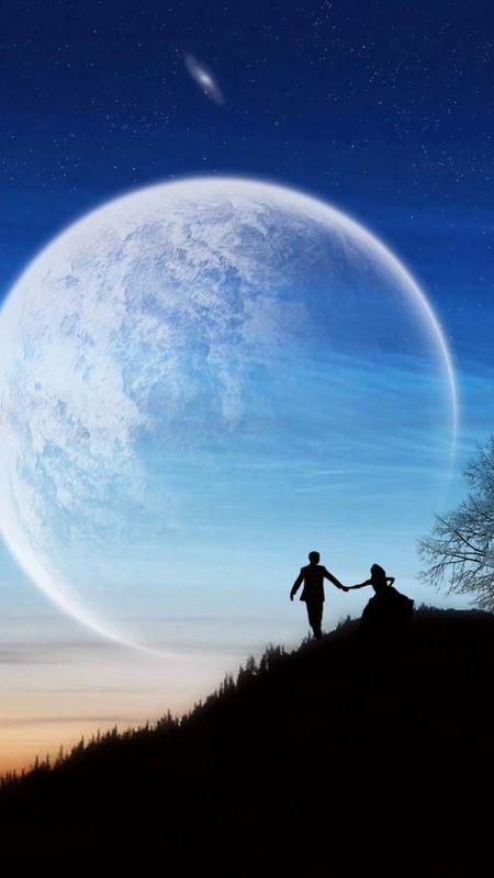 Lovers Moon - Night Sky - Moon Love Wallpaper Download | MobCup