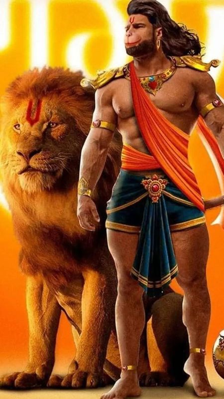 Hanuman Hd - Standing With Lion Wallpaper Download | MobCup