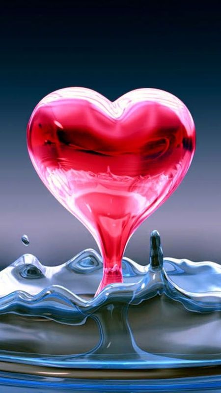 3d Live - Water Drop With Pink Heart Wallpaper Download | MobCup