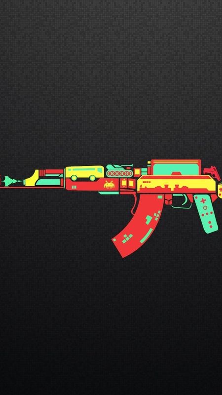 Ak 47 Gun Colourful Animation Wallpaper Download