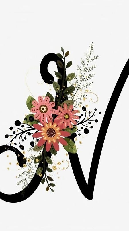 N Letter Design - Flower Design Wallpaper Download | MobCup