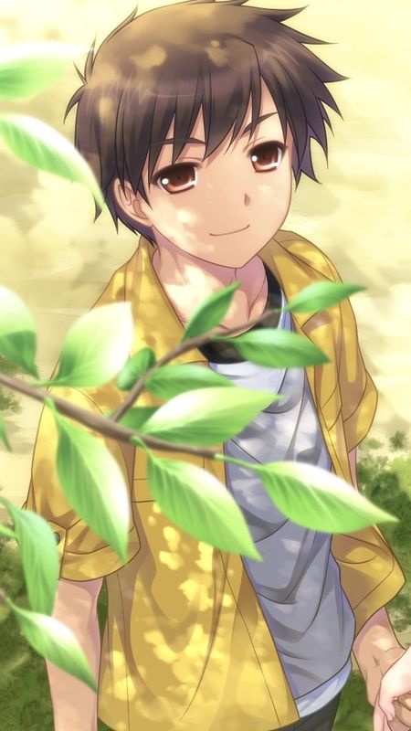 Anime Cute Boy - Cute Smile - Nature Background Wallpaper Download | MobCup