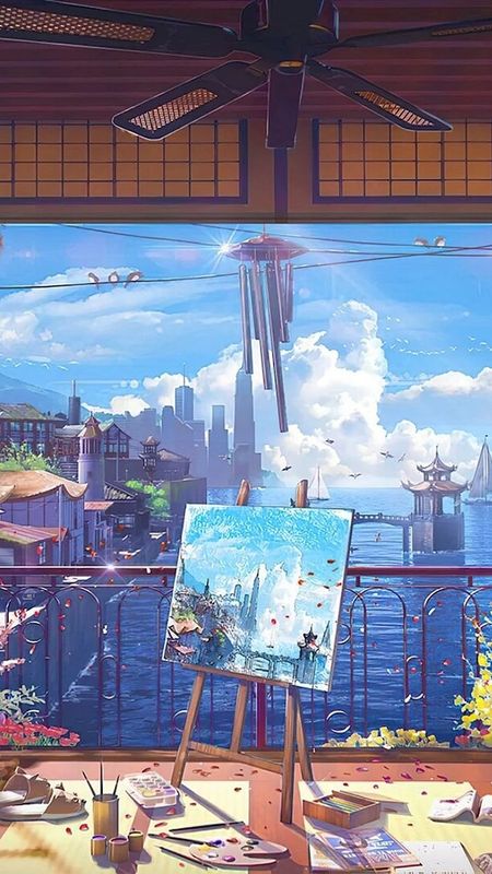 Cute Anime Girl in Paradise · Creative Fabrica