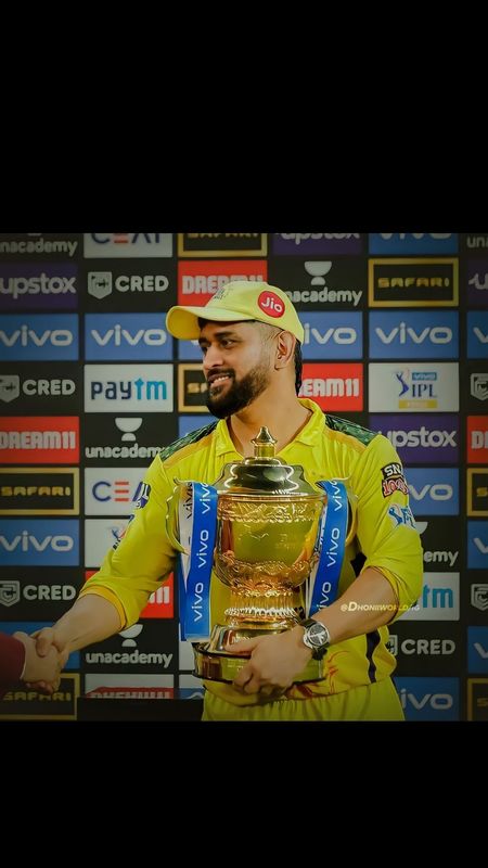 Ms Dhoni Holding Trophy Wallpaper Download  MobCup