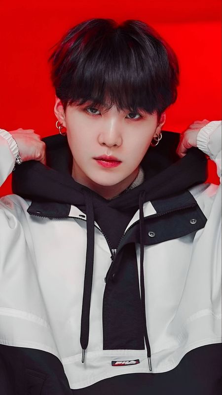 Bts Suga Cute - Red Background Wallpaper Download | MobCup