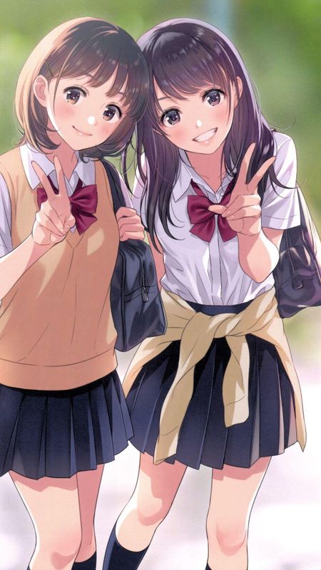 Anime Best Friends - Selfie Photo Wallpaper Download | MobCup