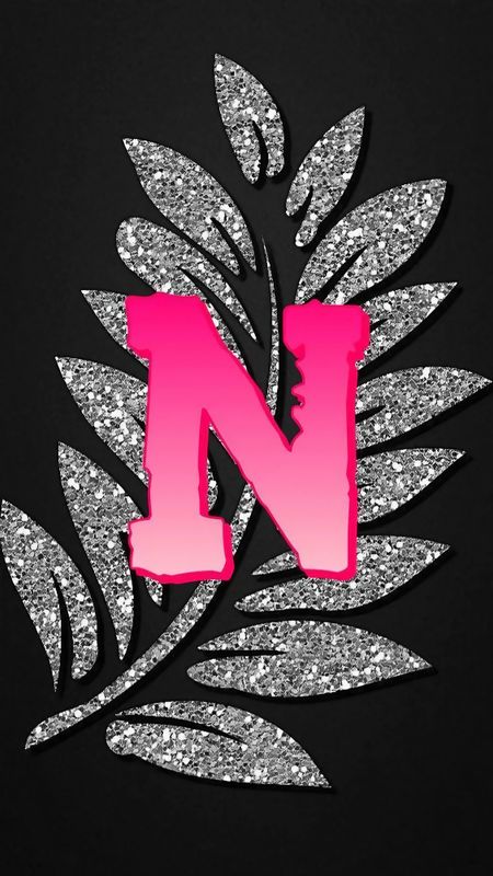 N Letter Design - n with silver glitter n naam wale Wallpaper Download |  MobCup