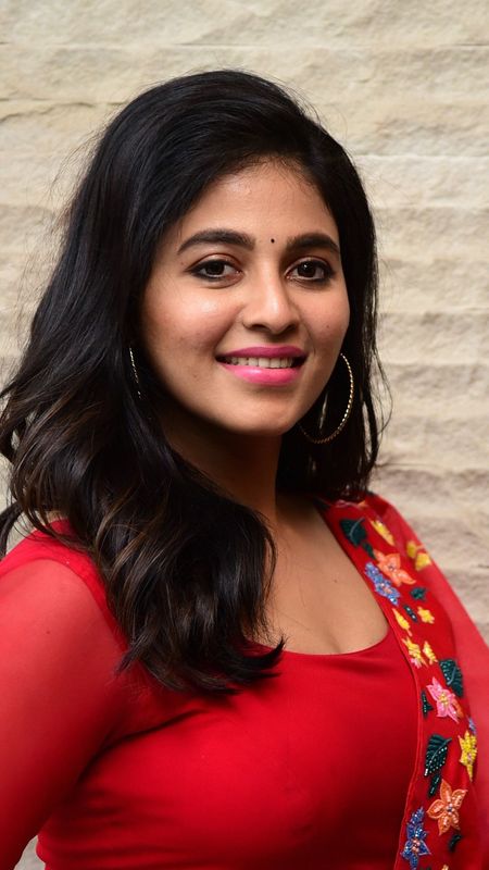 CAP: Actress Anjali Hot Cleavage Photos in Red Dress