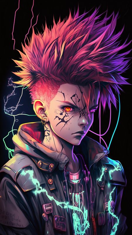 AI Image Generator Anime pink haired demon boy with a choker