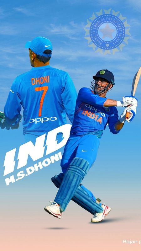 Ms Dhoni In Blue Jersey Background Wallpaper Download | MobCup