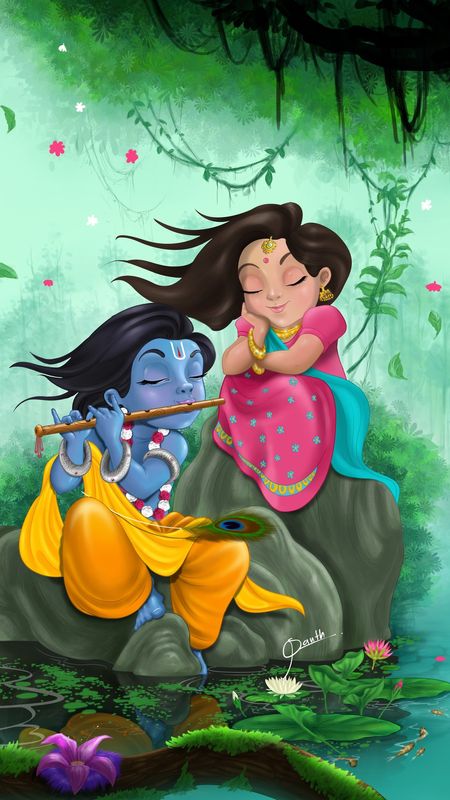 Radha Krishna Photo - Painting - Little Radha - Little Krishna Wallpaper  Download | MobCup