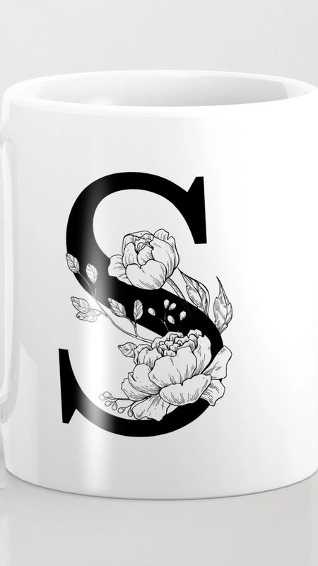 S Name Ka - Black Design - Ceramic Mug Wallpaper Download | MobCup