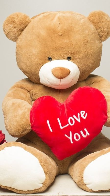 Cute Teddy Bear - Red Heart Wallpaper Download | MobCup
