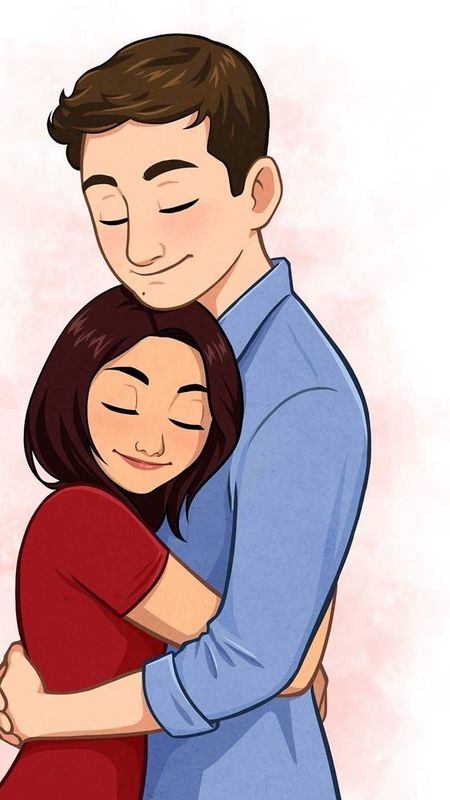 Cartoon Couple Love Hugging Wallpaper Download | MobCup